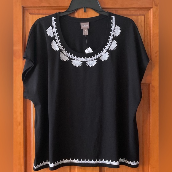 Chico’s Black Embroidered Women's Top - Picture 1 of 9